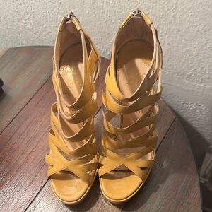Christian Louboutin Yellow Strappy Heels in almost new condition